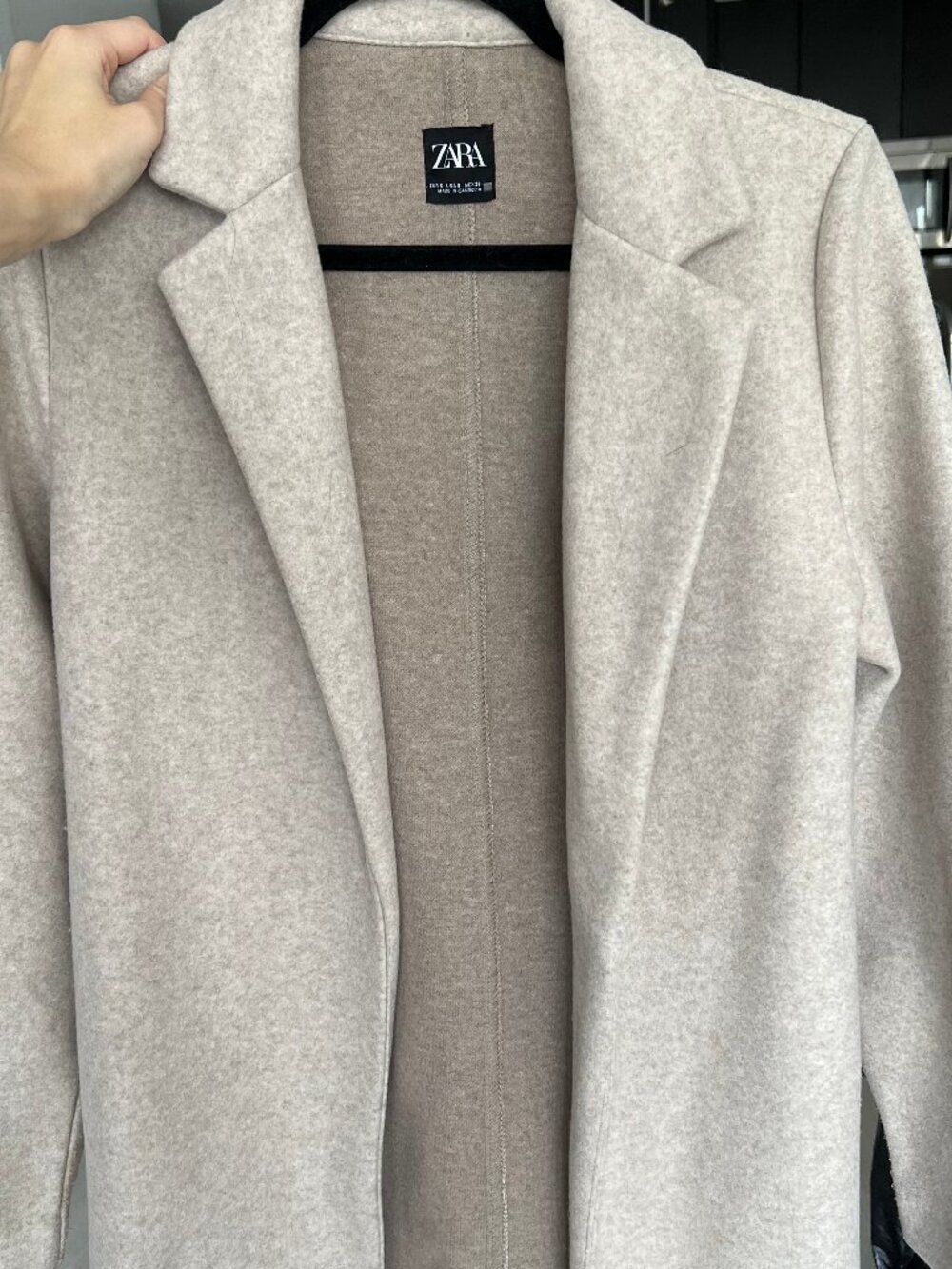 ZARA Lapel Long Coat - Heather Oatmeal